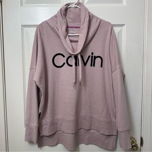 Calvin Klein Women’s Large Pullover Sweatshirt Mauve Pink Cowl/Mock Neck HighLow